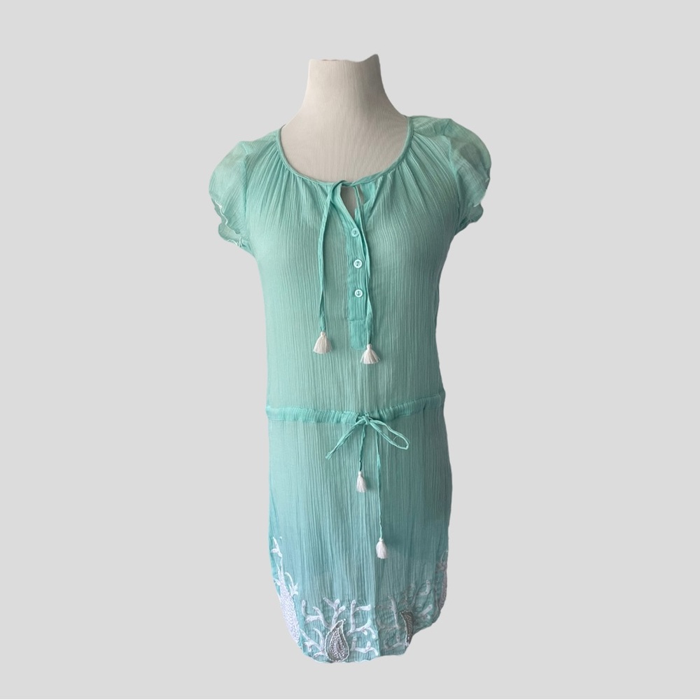 LETARTE NEW HANDMADE COTTON EMBROIDERED SEQUIN DRESS